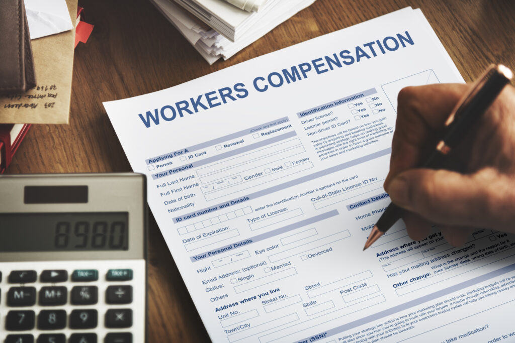 Workers' Compensation form being completed