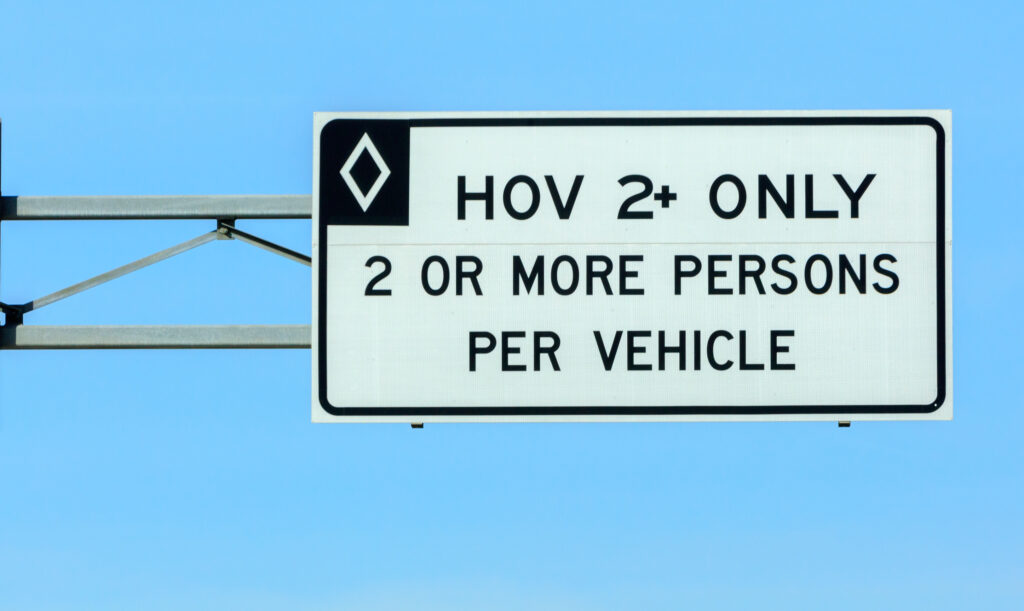 Can Motorcycles Drive in Carpool (HOV) Lanes in California? Photo of an HOV lane