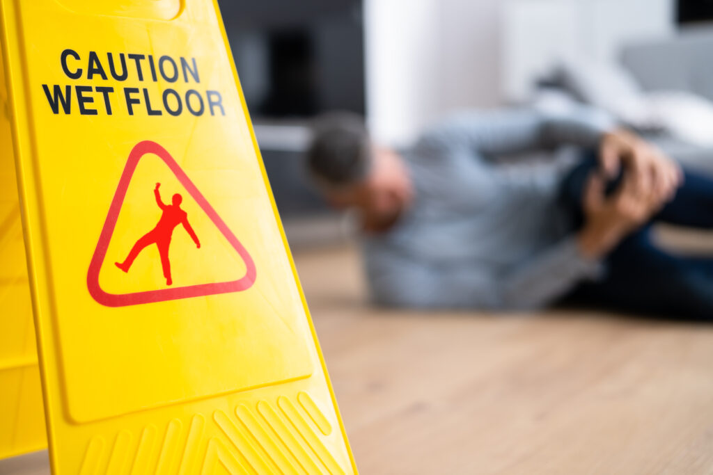 Man on the ground after a slip and fall