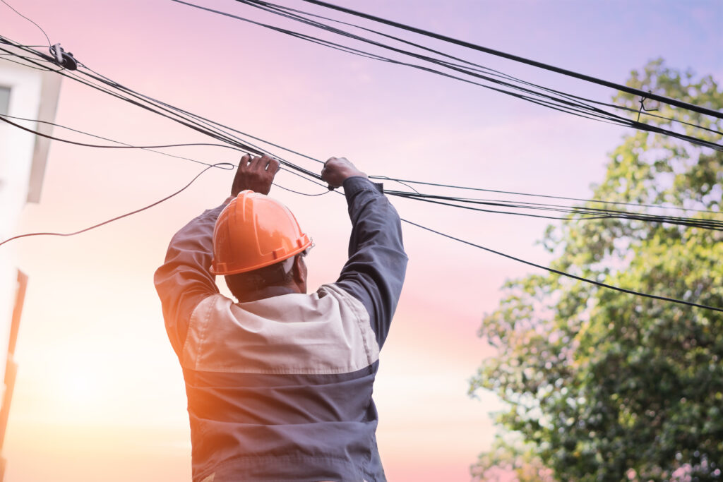Construction worker with a potential electrocution risk