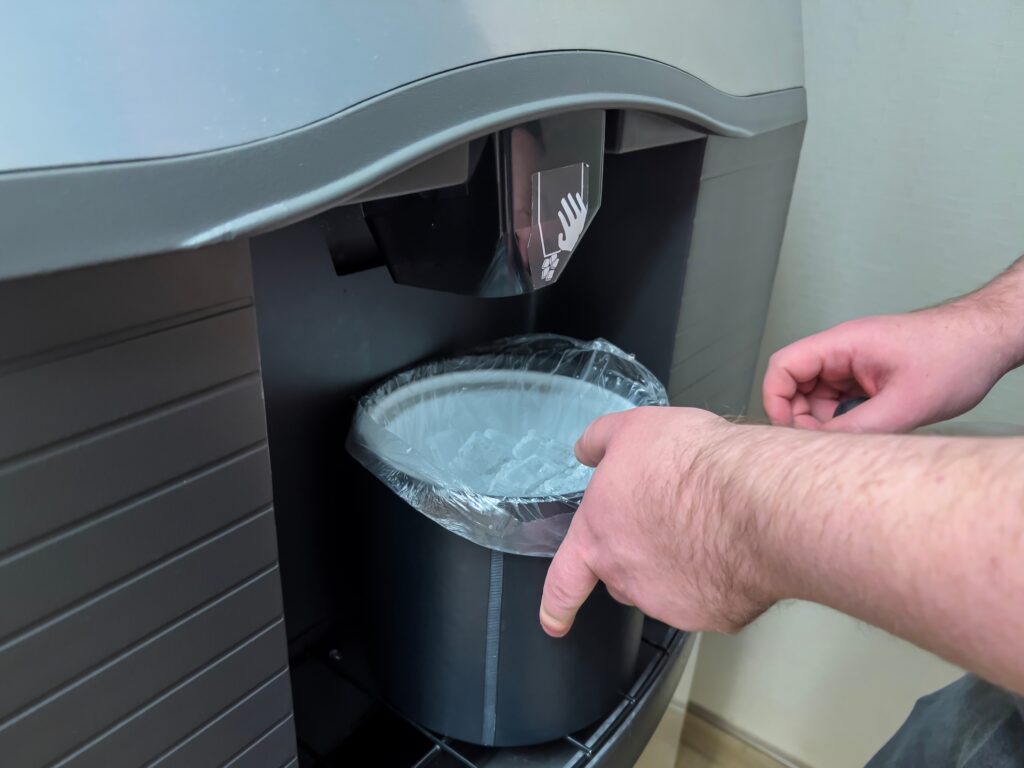 Ice machine dispensing ice